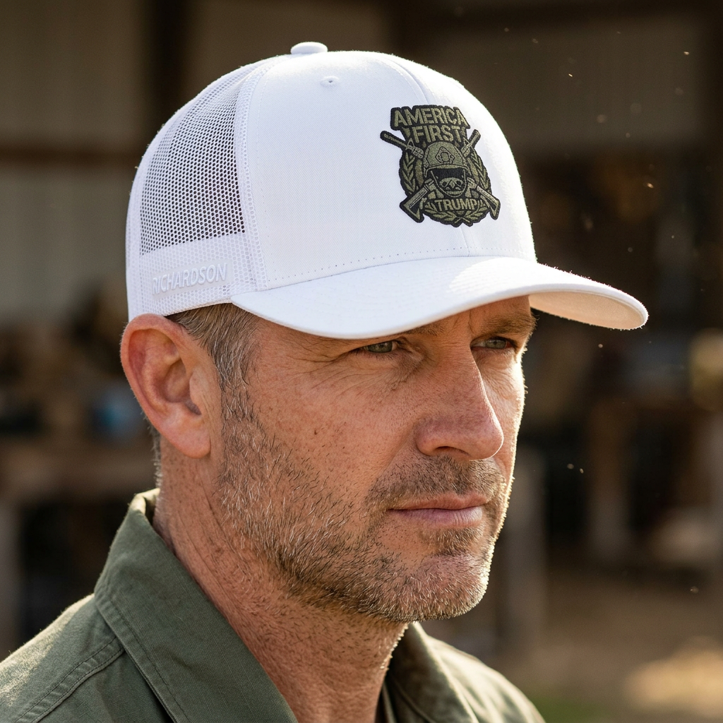 America First Trucker Cap – Patriotic 'America First' Mesh Snapback